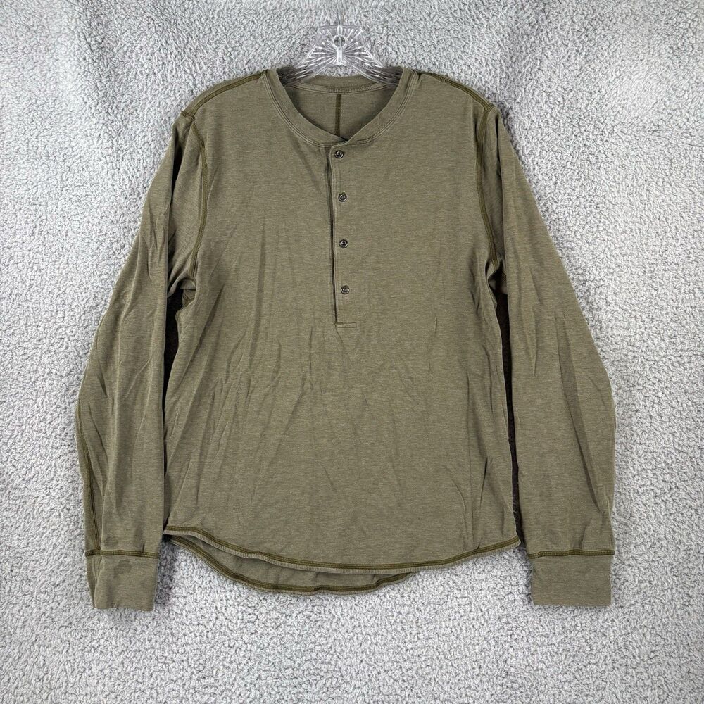 Lululemon Mens Henley Shirt Long Sleeve Mens Extra Small Green Performance